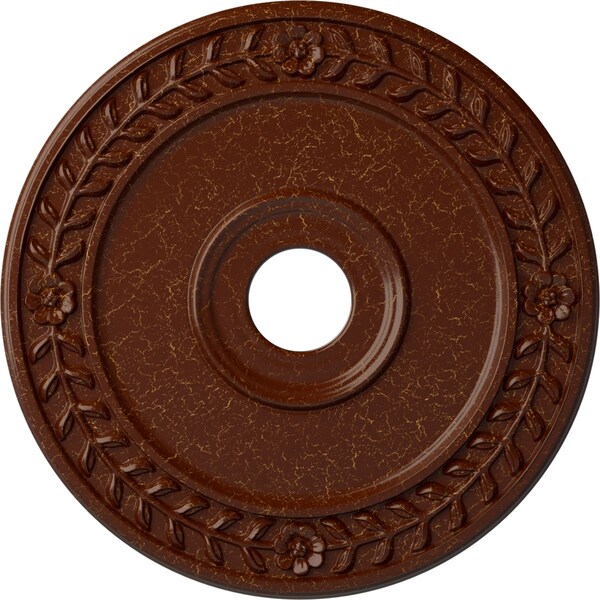 Ekena Millwork Wreath Medallion (Canopies up to 6"), 21 1/8"OD x 3 5/8"ID x 7/8"P, Burnished Mahogany Crackle CM21WRBMC - main